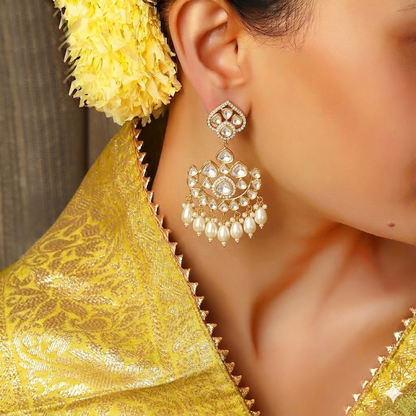 polki bridal earrings, pearl earrings, kundan polki jewellery, earring for women, artificial jewellery