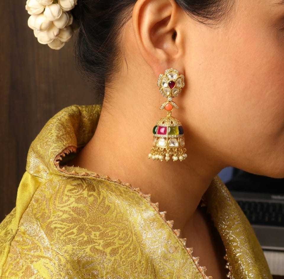 jhumka earring with kundan