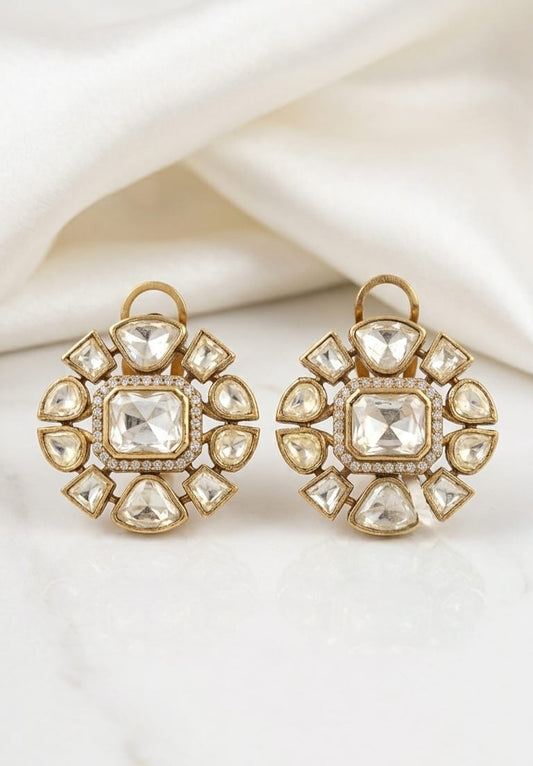 Kundan polki stud 
