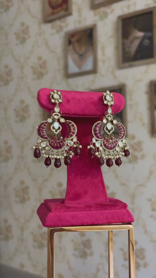 Uma Polki Earrings in Ruby