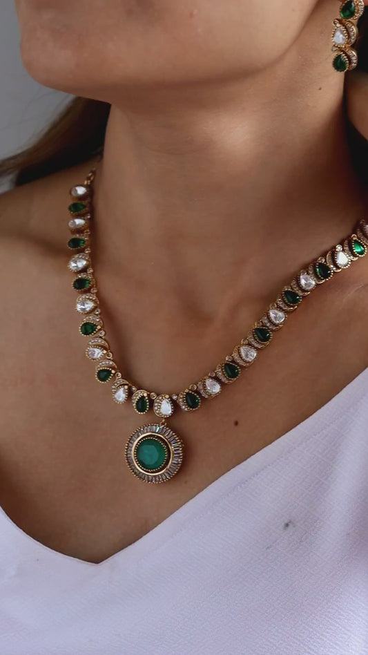 Aadrika Polki and Emerald NeckPiece