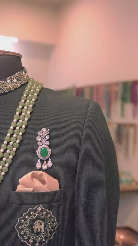 Mala in Soft Green and Pearls
