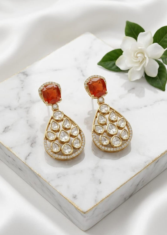  earrings with polki border 