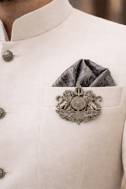 Twin Lions Crest Brooch