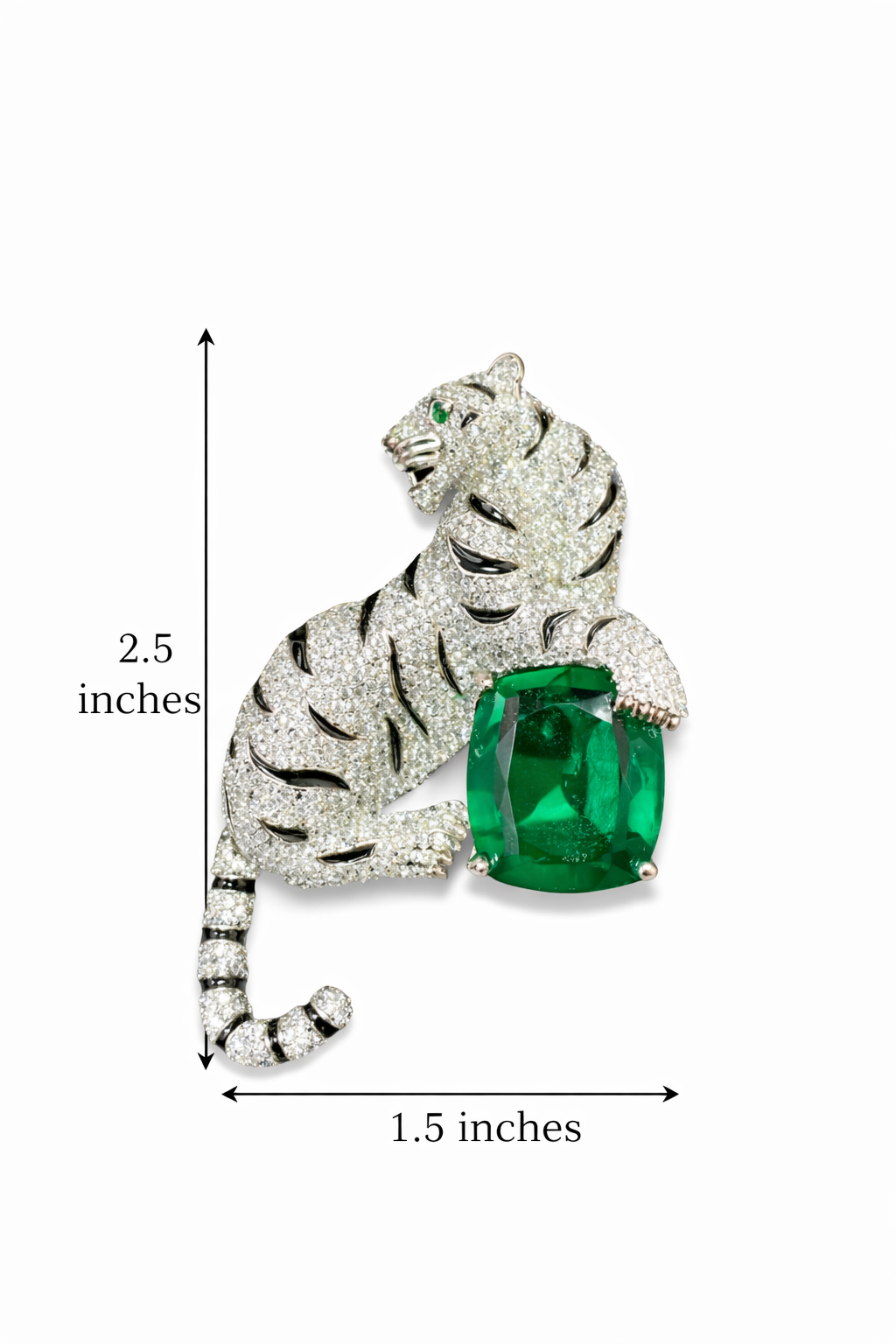Imperial Tiger Brooch in Emerald