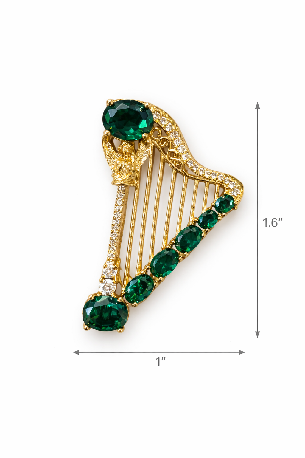 Emerald Harp Brooch