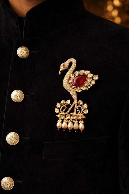 Ruh-e-Mayur Brooch in Ruby