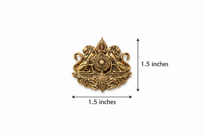 Twin Lions Crest Brooch in Antique