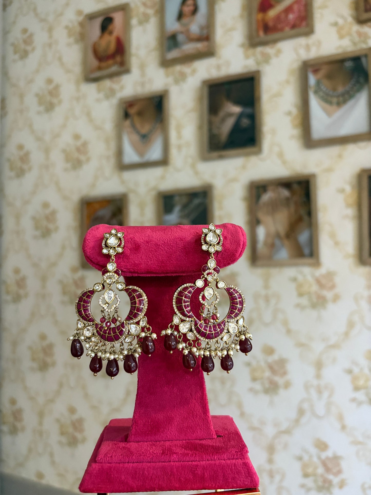 Uma Polki Earrings in Ruby