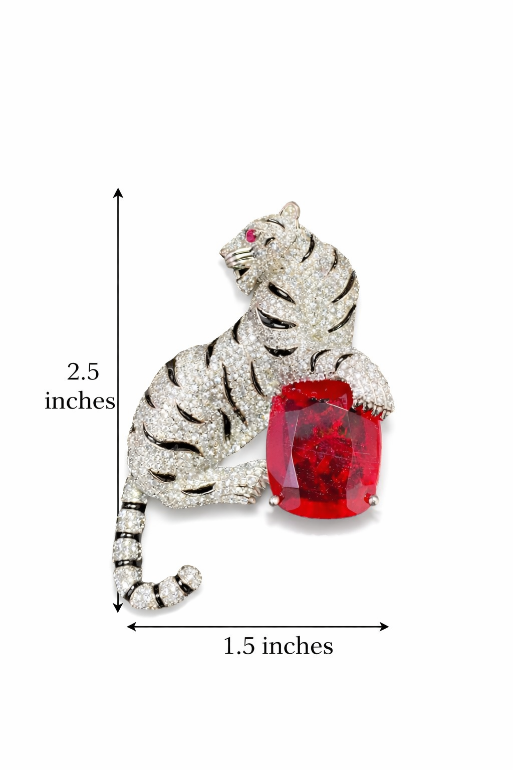 Imperial Tiger brooch in Ruby