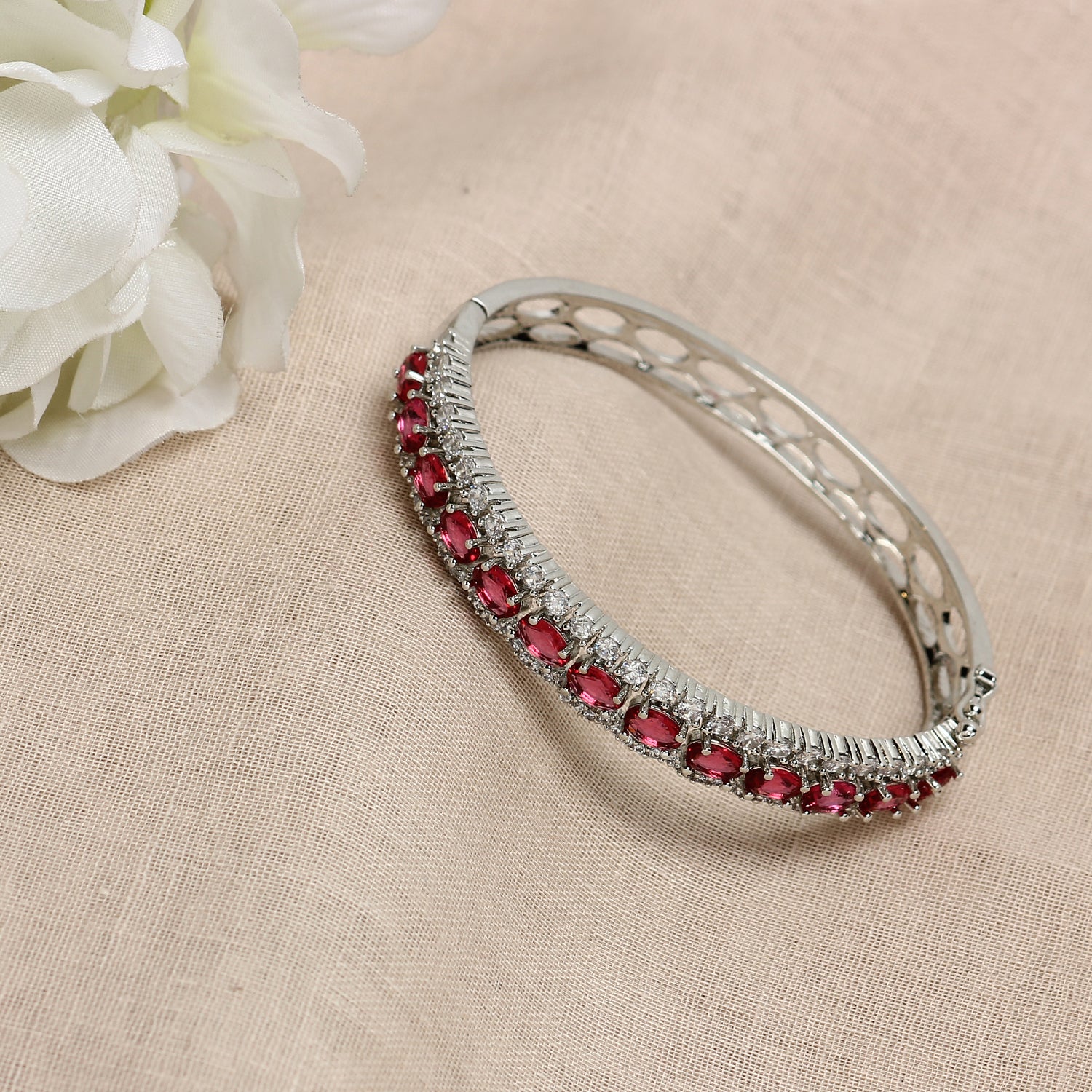 Ruby Tennis Bracelet made with Sterling Silver - Gleam Jewels
