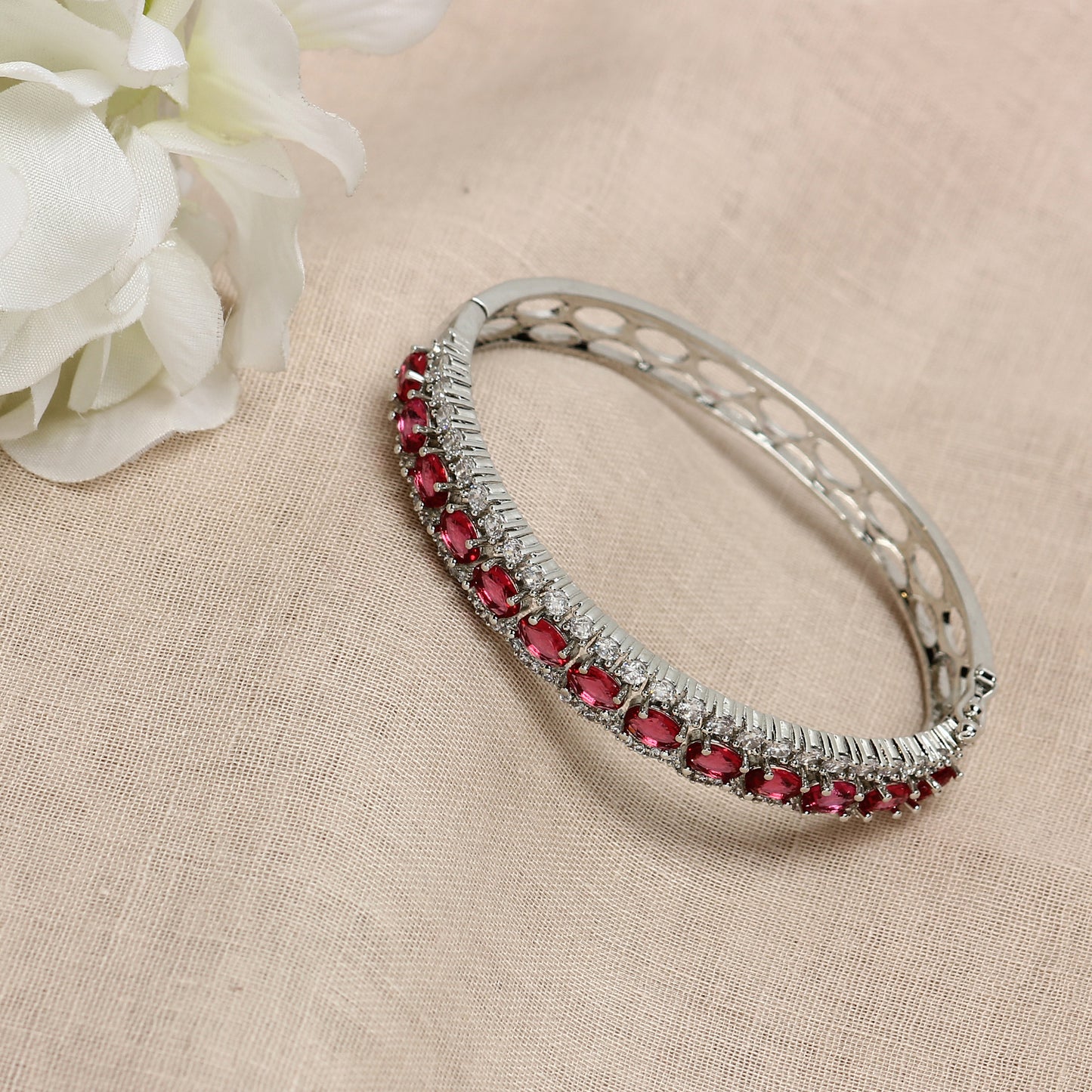 American Diamond Bracelet in Ruby