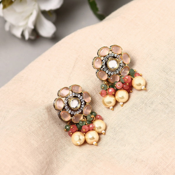 Floral Stone Hanging Stud
