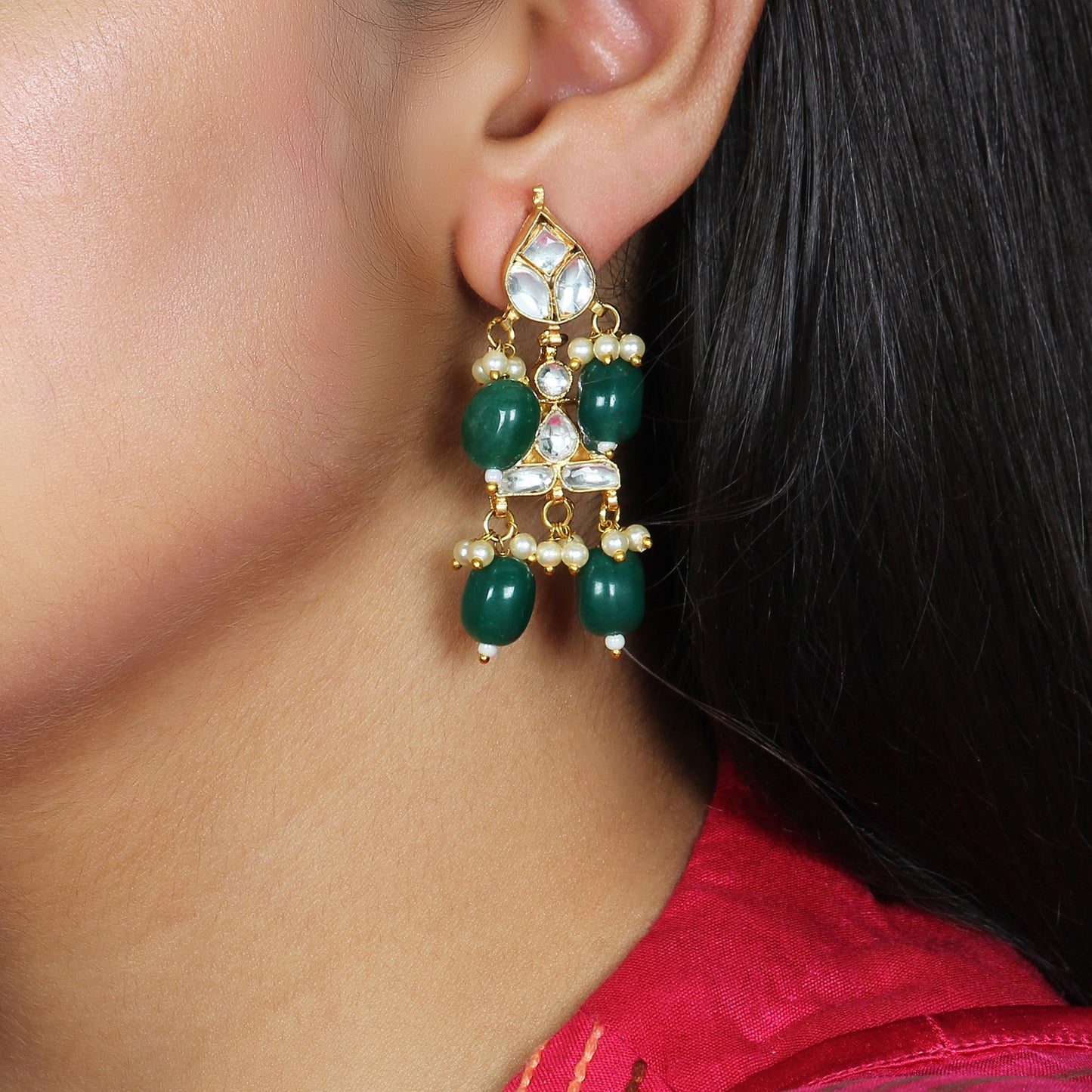 Fiza Polki Earring in Green