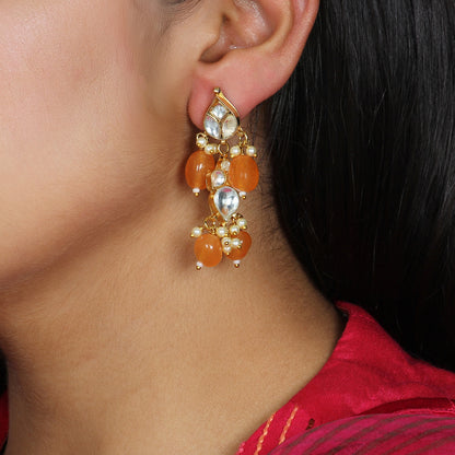 Fiza Polki Earring in Orange