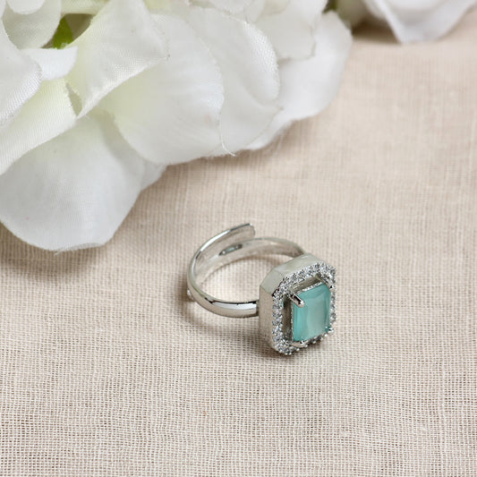 Square AD Ring in Mint