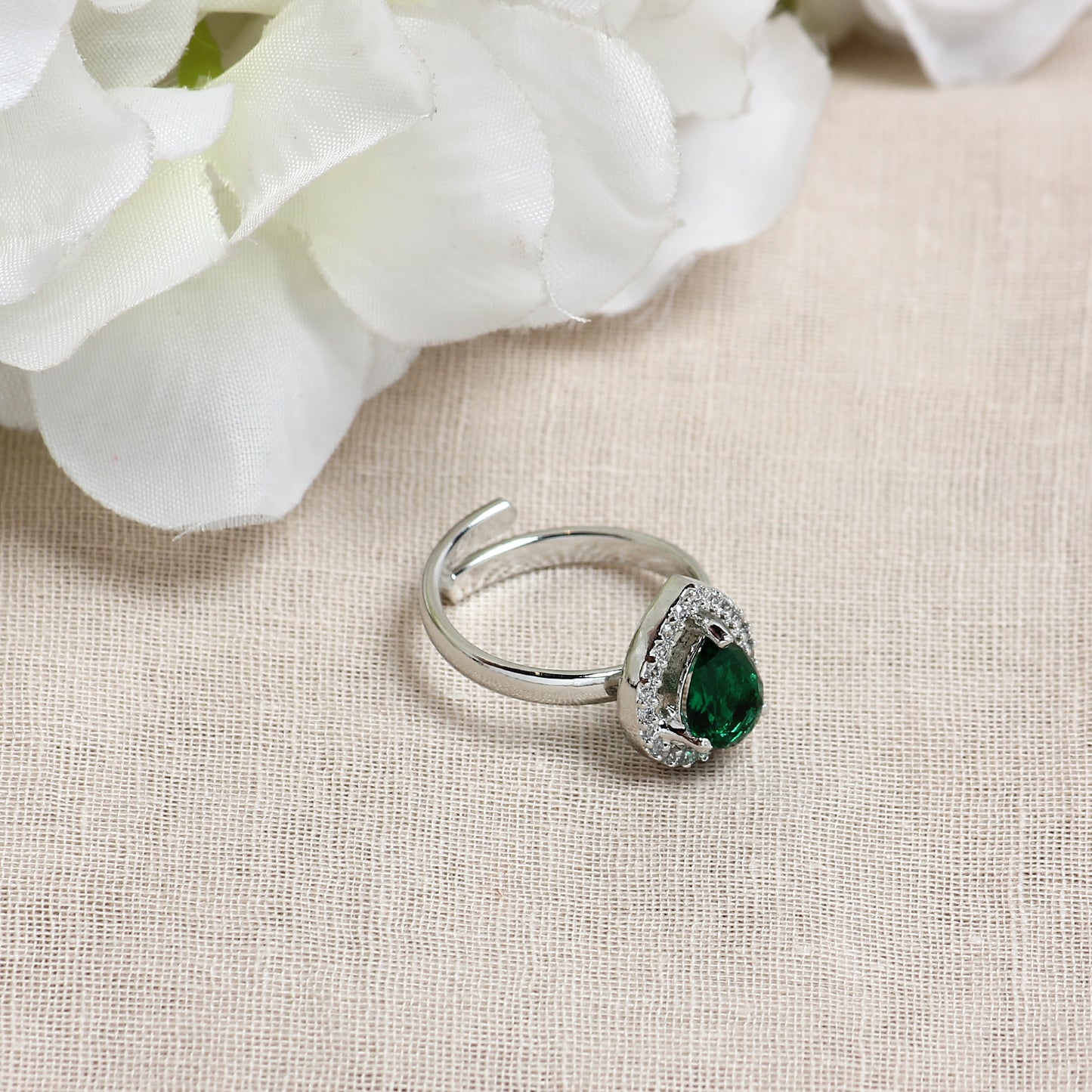 Pear Shape Ring in Green